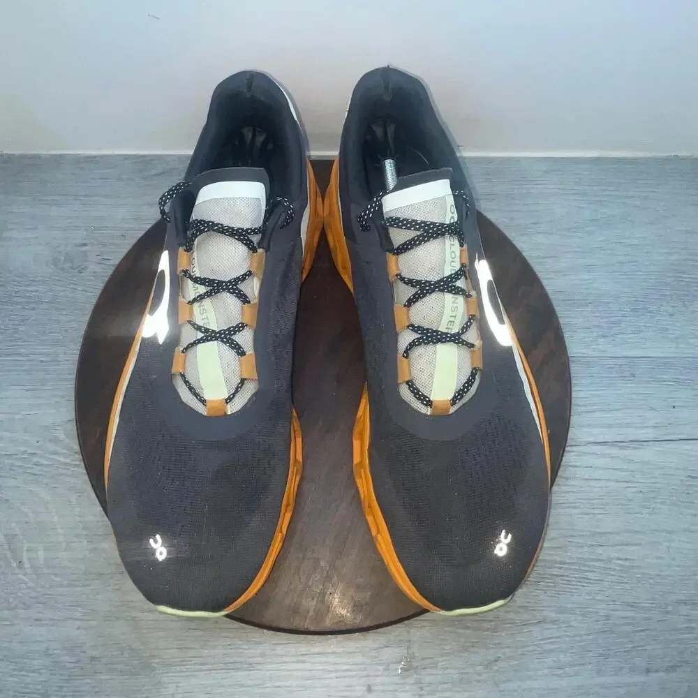 On Cloudmonster Eclipse Turmeric Orange Dark Grey 61.98656 Men's Size 14 Running